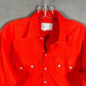 Rockmount Ranch Wear Shirt Mens M Red Diamond Pearl Snap Tru West Vintage